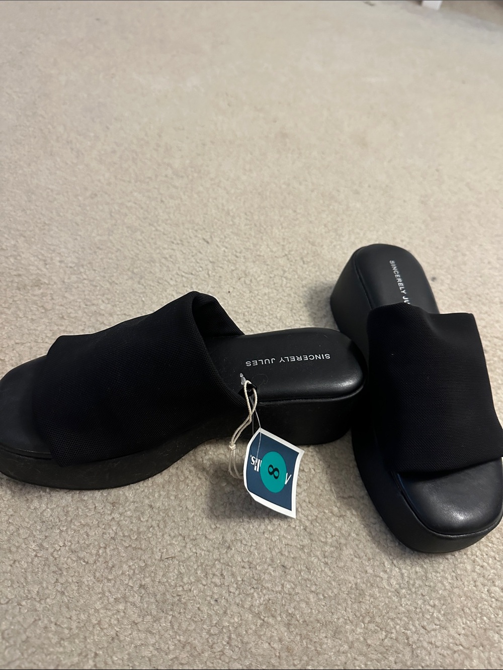 Black slip on sandals 90’s inspired